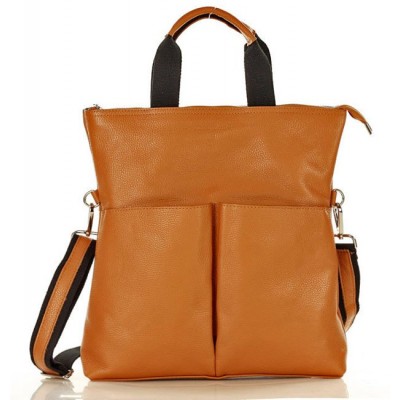 Shopper Crossbody Damen Schwarz & Beige Leder mit reißverschluss